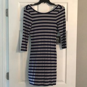 Express navy and white body con